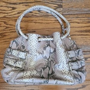 Cole Haan slouchy snakeskin pattern leather satchel